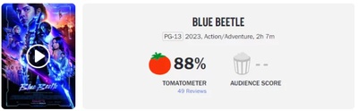 Captura da tela da aprovação de 88% de Besouro Azul no Rotten Tomatoes